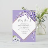 Wisteria Blooms QR Code Wedding Begleitkarte (Stehend Vorderseite)