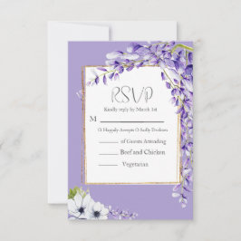 Wisteria Blooms Wedding RSVP Karte