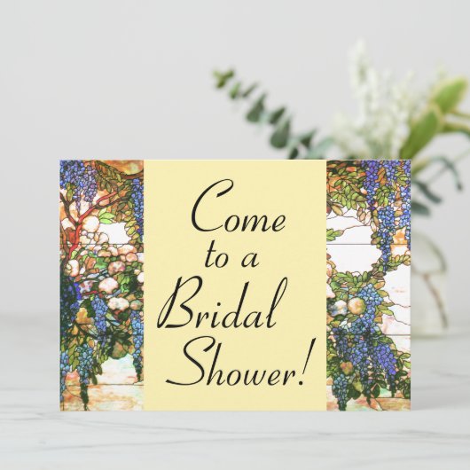 Wisteria Blume Blumenbraun Dusche Einladung (Stehend Vorderseite)