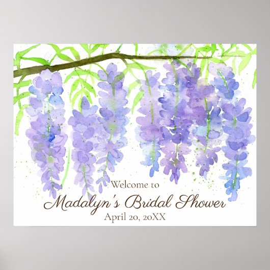 Wisteria Blume Brautparty Welcome Poster (Vorne)