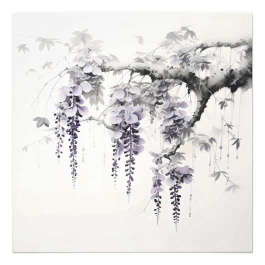 Wisteria Blume Tintenzeichnung Fotodruck (Vorne)