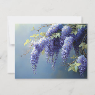 Wisteria-Blume über einem weichen, blauen Hintergr Postkarte