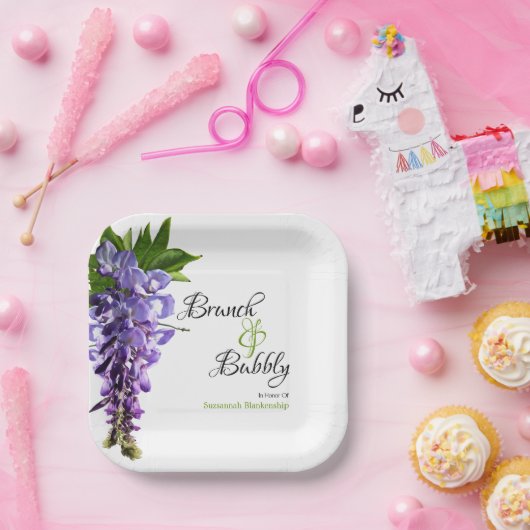 Wisteria Brunch Bubbly Brautparty auf Weiß Pappteller (Party)