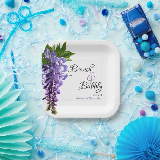 Wisteria Brunch Bubbly Brautparty auf Weiß Pappteller (Party)