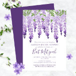 Wisteria Corporate Logo | Bat Mitzvah Einladung<br><div class="desc">Dieses Design bietet elegante Aquarellwein-Blume in sanften Lavendel und lila mit grünen Blätter auf weißem Hintergrund mit Ihren Bat Mitzvah Einladung Informationen unten. Personalisieren Sie den Text in den Textfeldern, indem Sie ihn bearbeiten. Fügen Sie auf der Rückseite Ihr Firmenlogo hinzu. Entworfen für Sie von Evco Studio www.zazzle.com/store/evcostudio #batmitzvah #lavender...</div>