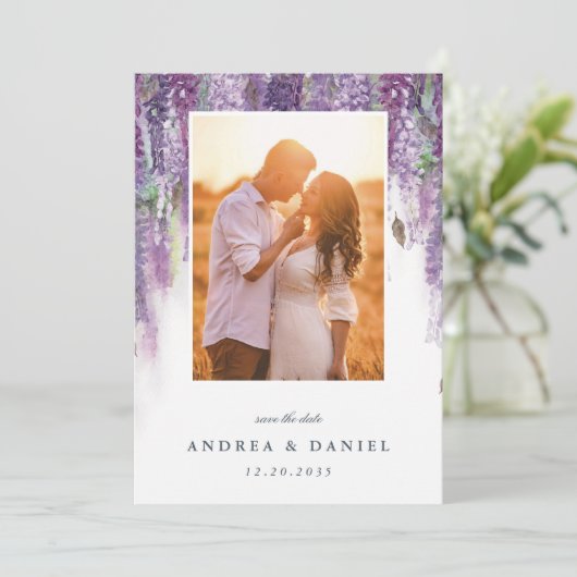 Wisteria Dreams Save The Date (Stehend Vorderseite)
