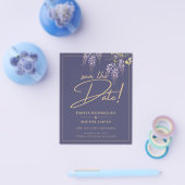 Wisteria Dusty Lila Gold Wedding Save the Date Flyer (Einzeln)