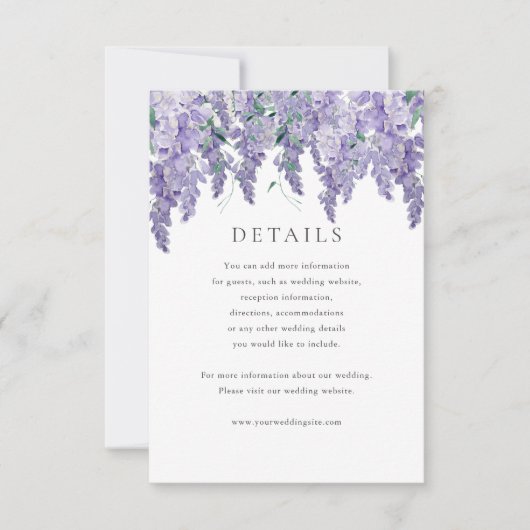 Wisteria Dusty Lila Watercolor Hochzeitsstimmung Einladung (Vorderseite)