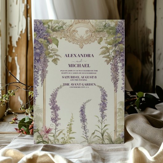 Wisteria Dusty Lila Watercolor Wedding Einladung