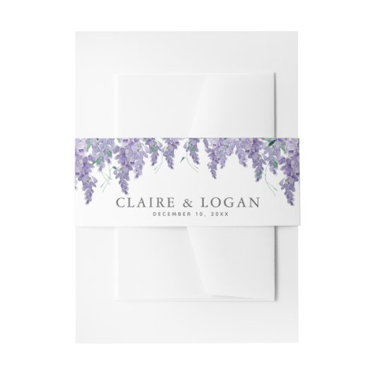 Wisteria Dusty Lila Watercolor Wedding Einladungsbanderole (Vorderseite Beispiel)