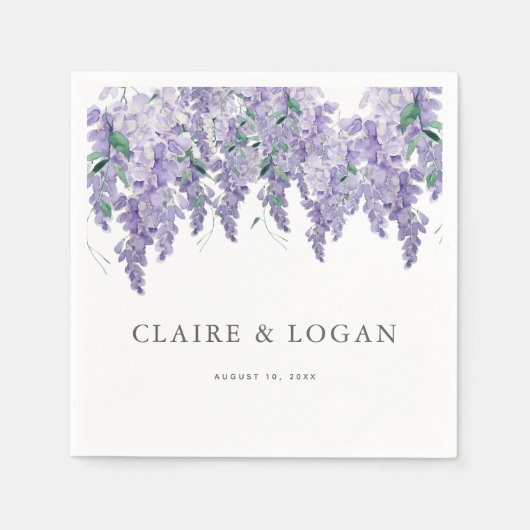 Wisteria Dusty Lila Watercolor Wedding Serviette (Vorderseite)