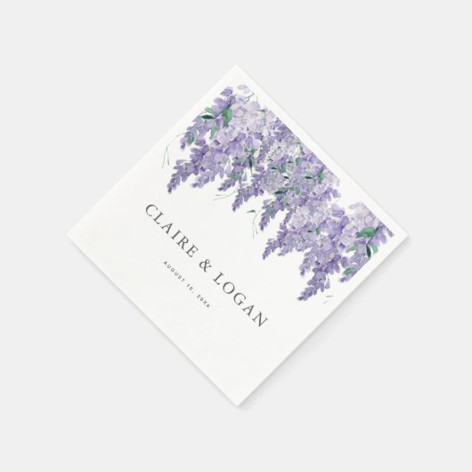 Wisteria Dusty Lila Watercolor Wedding Serviette (Ecke)