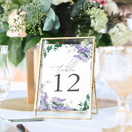 Wisteria Dusty Lila Watercolor Wedding Tischnummer