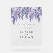 Wisteria Dusty Lila Watercolor Wedding Willkommen Acrylschild (Vorderseite)