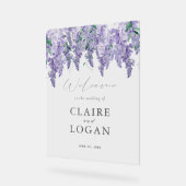 Wisteria Dusty Lila Watercolor Wedding Willkommen Acrylschild (Winkel)