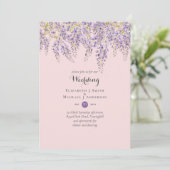 Wisteria Floral Garden Lavender Wedding Dusty Pink Einladung (Stehend Vorderseite)
