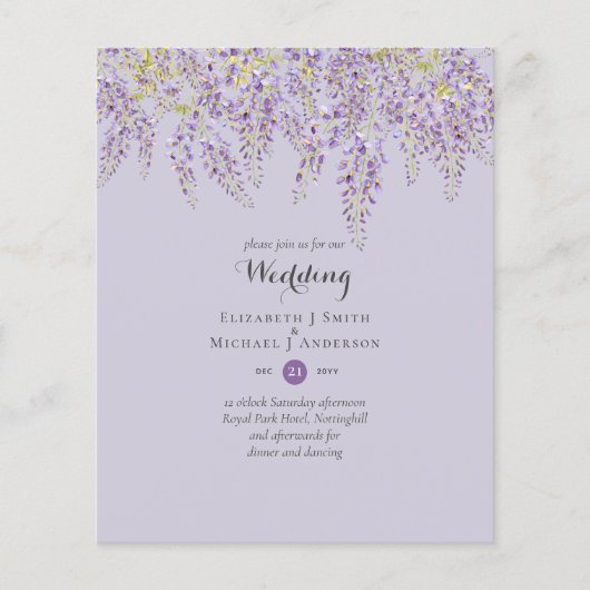 Wisteria Floral Garden Lila Hochzeit (Vorderseite)