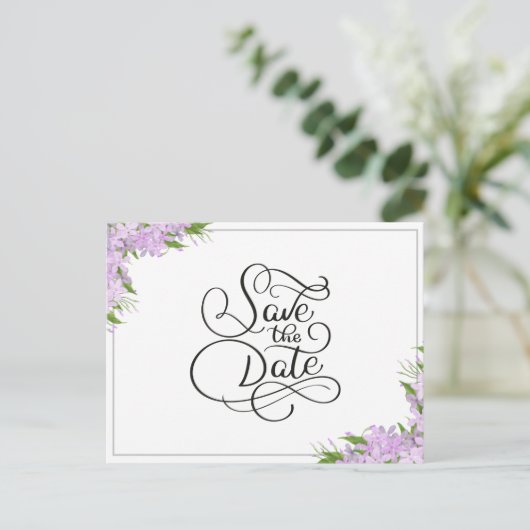 Wisteria Floral Save the Date Postkarte (Stehend Vorderseite)