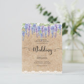 Wisteria Floral Wedding Rustic Kraft Lace BUDGET (Stehend Vorderseite)