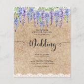 Wisteria Floral Wedding Rustic Kraft Lace BUDGET (Vorderseite)