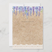 Wisteria Floral Wedding Rustic Kraft Lace Look Einladung (Rückseite)