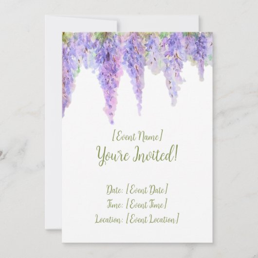 Wisteria florale Einladung (Vorderseite)