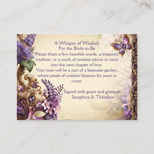 Wisteria Garden Adventure Card | Lila Bridal Hinweiskarte (Vorderseite)