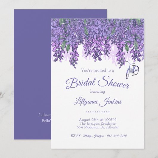 Wisteria Garden Bridal Dusche Einladung (Vorne/Hinten)