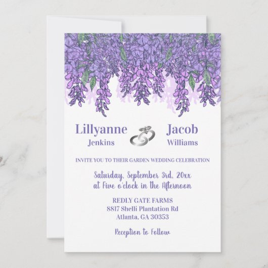 Wisteria Garden Hochzeit Einladung (Vorderseite)