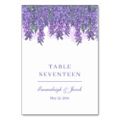Wisteria Garden Romance Lila Wedding Vertical Tischnummer (Rückseite)