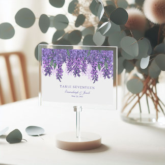 Wisteria Garden Romantische Lila Hochzeit Tischnummer
