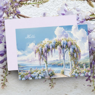 Wisteria-Garten Aquarell-Kunstwerk mit KI Mitteilungskarte