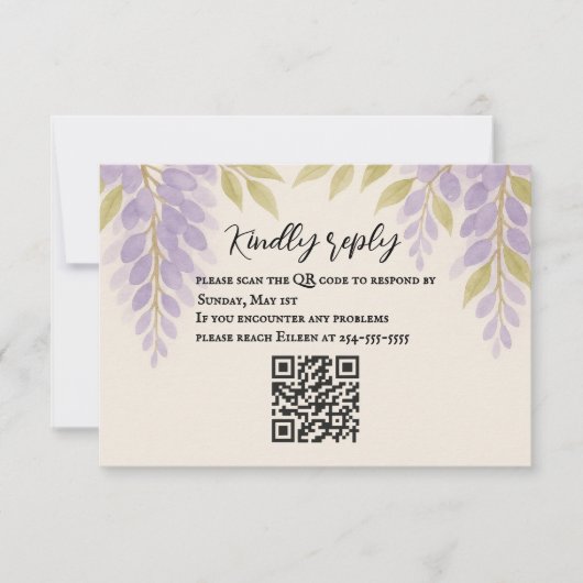 Wisteria Lane QR Code RSVP Card Karte (Vorderseite)