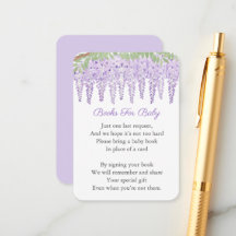 Wisteria Lavender Floral Book Request Baby Dusche