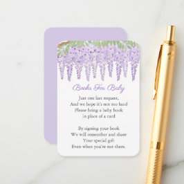 Wisteria Lavender Floral Book Request Baby Dusche Begleitkarte