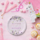 Wisteria Lavender White Rose Chic Wedding Pappteller (Party)