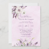 Wisteria Lavender White Roses Chic Wedding Einladung (Vorderseite)