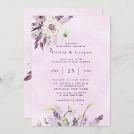 Wisteria Lavender White Roses Chic Wedding Einladung