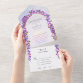 Wisteria Lila Arch Wedding RSVP Menüoptionen All In One Einladung (Abreißen)