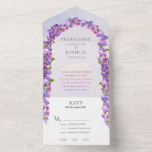 Wisteria Lila Arch Wedding RSVP Menüoptionen All In One Einladung (Innen Boden)