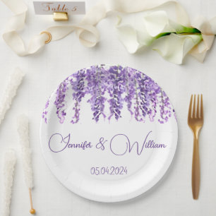 Wisteria Lila Blume Aquarell Blumenzwiebeln Pappteller