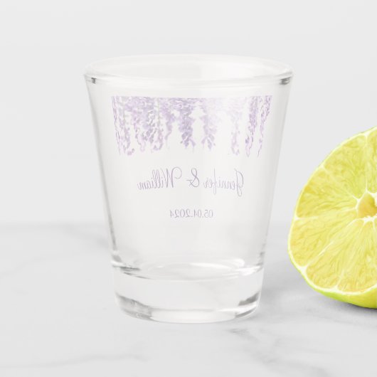 Wisteria Lila Blume Aquarell Blumenzwiebeln Schnapsglas (Rückseite)