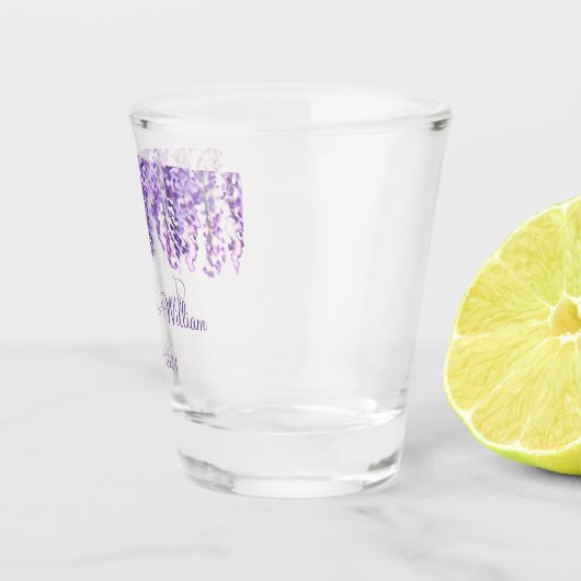 Wisteria Lila Blume Aquarell Blumenzwiebeln Schnapsglas (Rechts)