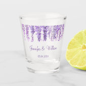 Wisteria Lila Blume Aquarell Blumenzwiebeln Schnapsglas (Vorderseite)