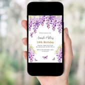 Wisteria lila Blumen Schmetterlinge Geburtstag Einladung