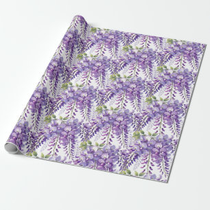 Wisteria Lila Blumen Wildblumen Aquarell  Geschenkpapier