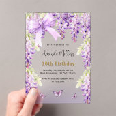 Wisteria lila Blüten Schmetterlingsbrust Geburtsta Acryleinladungen (Insitu (Handheld))