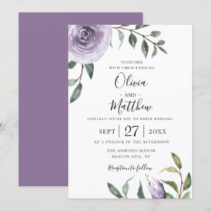Wisteria Lila Botanical Wedding Einladung