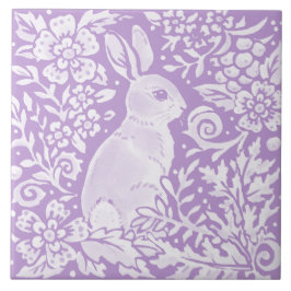 Wisteria Lila Bunny Rabbit Woodland Flora Fliese