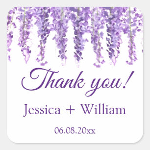 Wisteria Lila Hochzeit Danke Quadratischer Aufkleber